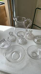 lot 2410 image: Candlewick pitcher, bowls and more