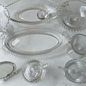 lot 2411 image: Candlewick serving dishes, sugar & creamer, mirror and more