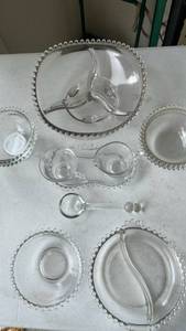 lot 2413 image: Candlewick glass bowls, relish trays and more