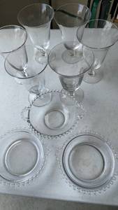 lot 2415 image: Candlewick glass bowls and water wine glasses