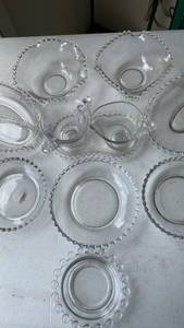 lot 2417 image: Candlewick glass beaded bowls, sugar& creamer and more