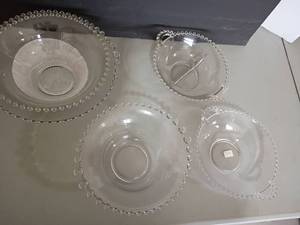 lot 2422 image: Imperial Candlewick Beaded Edge Bowls.  Ranging from 8in. to 12in.