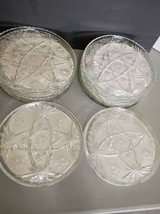 lot 2444 image: Prescut Depression Glass Star of David    Plates.  See pictures