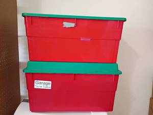lot 2458 image: 2 Christmas Storage Totes