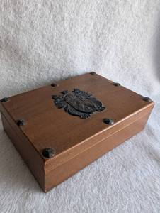 lot 1505 image: Heraldic Coat of Arms Jewelry Box with Metal Studs