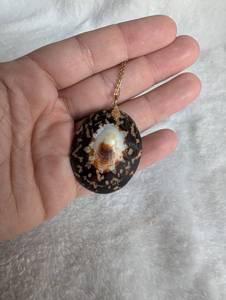 lot 1508 image: Natural Shell Pendant Gold Chain Necklace