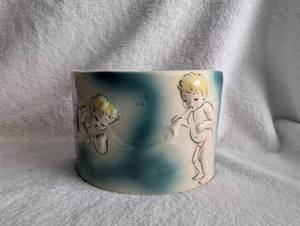 lot 2020 image: Mid Century Ceramic Wall Pocket with Cherub Angels