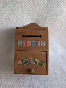 lot 2021 image: Wooden Trading Stamps and Books Organizer Box