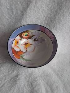 lot 3012 image: Hand Painted Ceramic Bowl with Floral Design