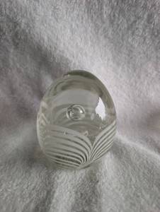lot 3503 image: Clear Glass Paperweight with Feather Pattern