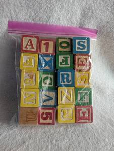 lot 5019 image: Wooden Alphabet Letter Building Blocks Set