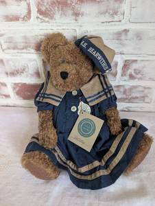 lot 5026 image: Boyds Bears Plush Teddy Bear in Navy Sailor Dress with Hat