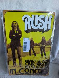 lot 5600 image: Rush Band Concert Metal Sign Pittsburgh 1978