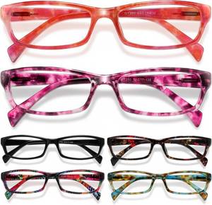 lot 4518 image: Gaoye Reading Glasses, 6-Pack Readers, Spring Hinge, Blue Light 1.5 strength