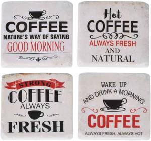 lot 4544 image: NIKKY HOME Resin Coffee Drink Coasters, 4 x 4 in, Set of 4