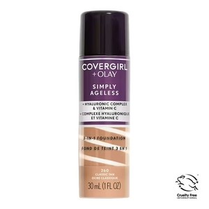 lot 4586 image: COVERGIRL  OLAY Simply Ageless 3-in-1 Liquid Foundation, 260 Tan