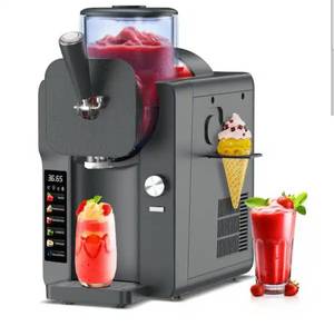 lot 15903 image: Hooure 68 oz. Grey Large Capacity Self-Cleaning Snow Cone Machine and Ice Cream Make with 6 Smart Modes, No Ice Required - Retail $376