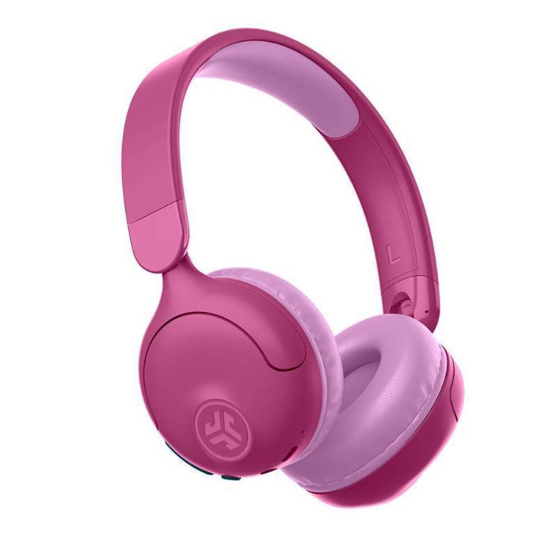lot 15734 image: JLab JBuddies Pop Bluetooth Wireless Kids Headphones - Pink Over-Ear Foam Cushions, Built-In Mic, Water-Resistant, Pink
