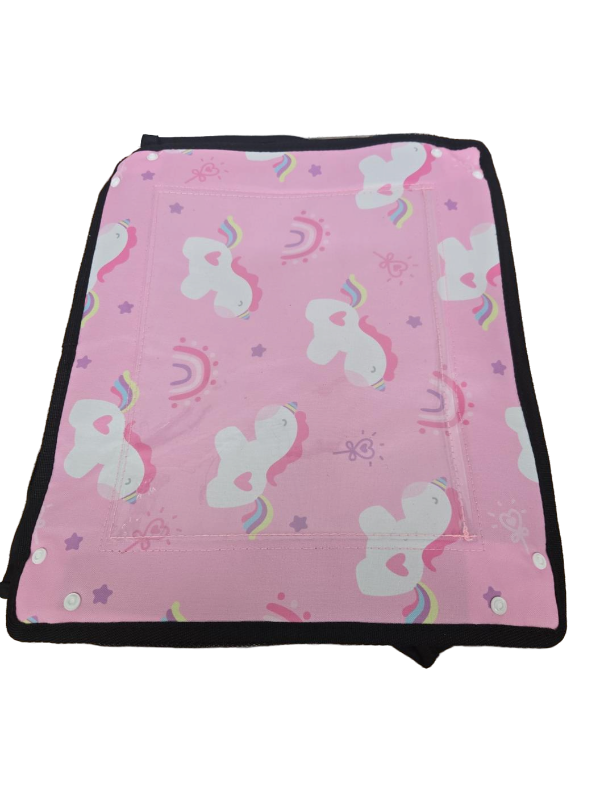 lot 32426 image: Kids Travel Tray Table Cover with Unicorn Pattern