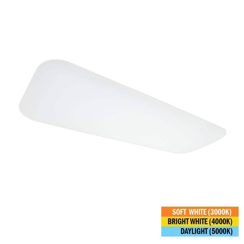 lot 6463 image: 48 in. x 18 in. Classic White LED Flush Mount Closet Light 5800 Lumens 65-Watt Adjustable CCT Kitchen Light Dimmable (Cracked-See Pics) - Retail $149