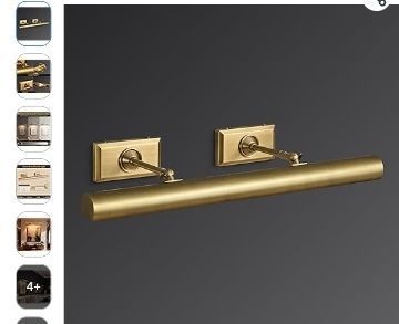 lot 35012 image: 30 Picture Lights HardWired for Wall Brass Picture Lights for Museum, Gold Dimmable Gallery Light, Rotatable 270° Wall Light for Pictures Art Deco Linear Lights for Library, 4 Bulbs Included - Retail $261