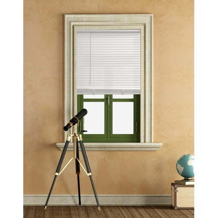 lot 15672 image: Mainstays 1 Cordless Vinyl Light Filtering Blinds, White (23W x 64L) - Retail $85