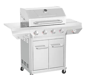 lot 35655 image: 4 Burner Stainless Steel Propane Gas Grill with Side Burner - Retail $399