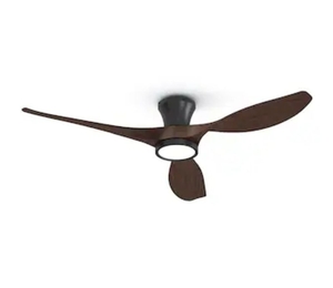 lot 35666 image: TALOYA AeroFan 52-in Matte Black with Matte Blades Adjustable White LED Flush Mount Ceiling Fan With Light and Remote Control Included 3 -Blade - Retail $152