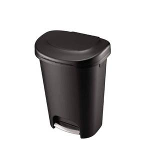 lot 35670 image: Rubbermaid Premium Slow Close Step-On Wastebasket Black 13 Gallon