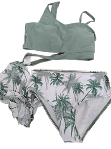 lot 38135 image: Youth Girls Size 12Y Green Bikini Set with Palm Tree Print