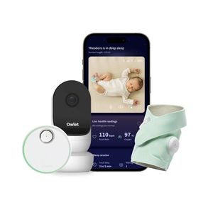lot 33626 image: Owlet Dream Duo (Gen 2) - Smart Baby Monitor Bundle with Sock & Cam 2 HD Wifi Video - Mint - Retail $349