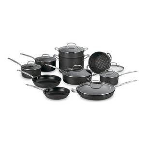 lot 35671 image: Cuisinart Chefs Classic 17-Piece Nonstick Hard Anodized Cookware Set - Retail $239