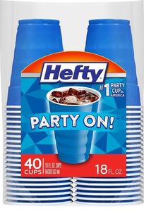 lot 38091 image: Hefty Party On Disposable Plastic Party Cups, Blue, 18 oz., 40 Count