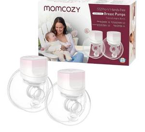 lot 38104 image: Momcozy S12 Pro V Hands-Free Wearable Breast Pump 3 Modes 9 Suction Levels Portable Electric Pump 2 Pack  Cherry Blossom Pink