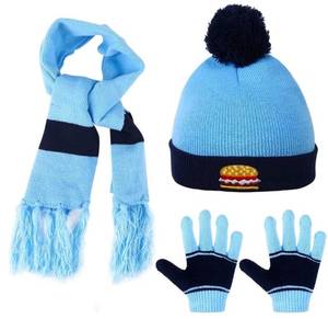lot 38106 image: Kids Winter Hat Scarf Gloves 3 Pcs for Ages 1-7 Years Old, Blue