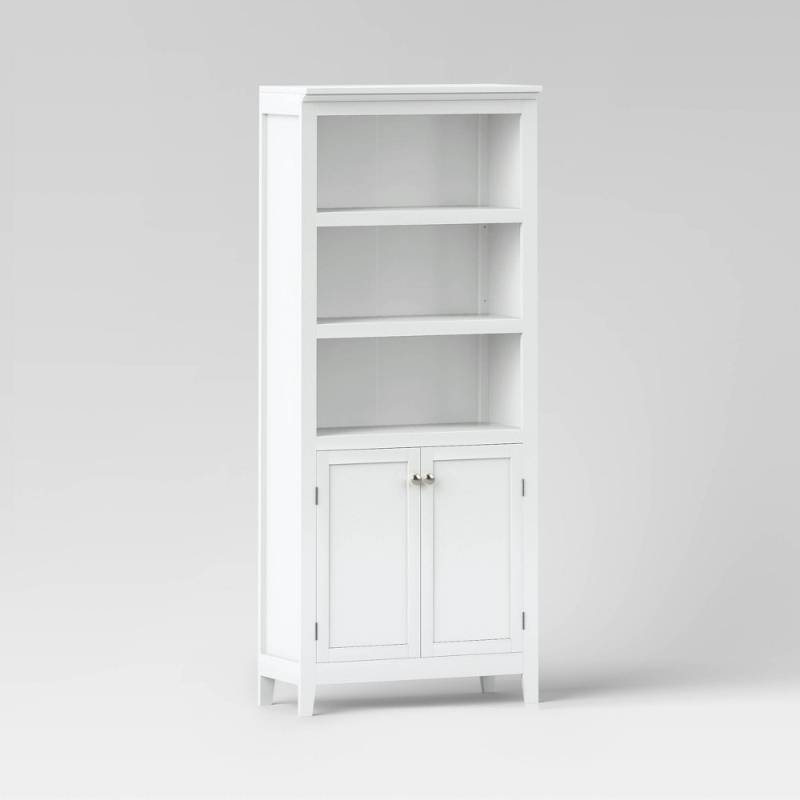 lot 13755 image: 72 Carson 5 Shelf Bookcase with Doors White - Threshold Sturdy Storage, Traditional Style (See Details)
