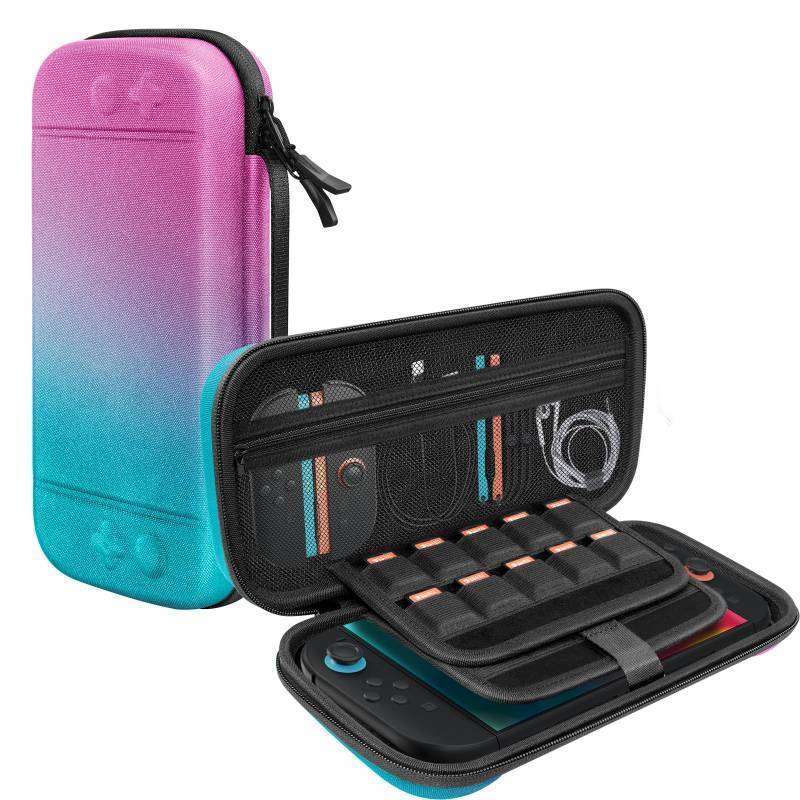 lot 7172 image: TERIOS Carry Case with Game Card and Micro SD Card Slots for Switch2 and OLED Model (powder-blue)