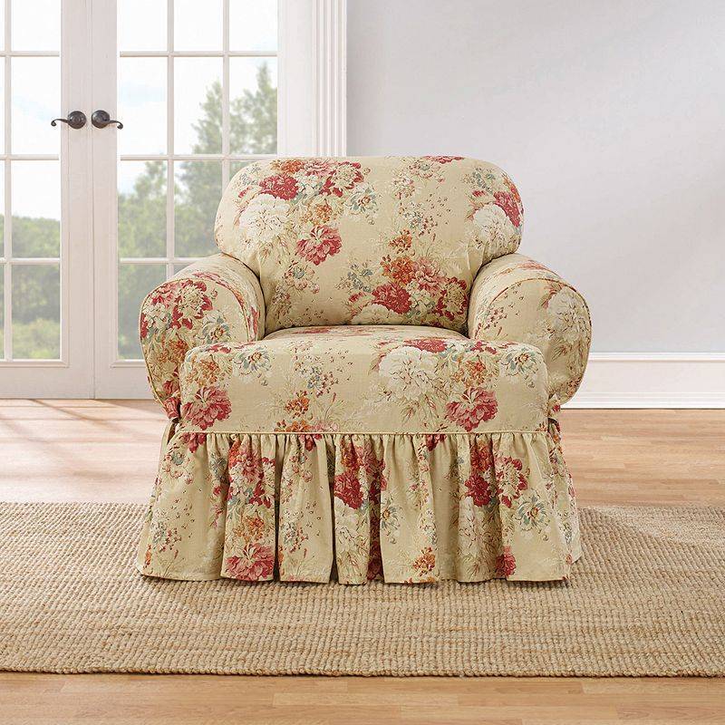 lot 13833 image: Ballad Bouquet T Cushion Chair Slipcover Blush - Waverly Home