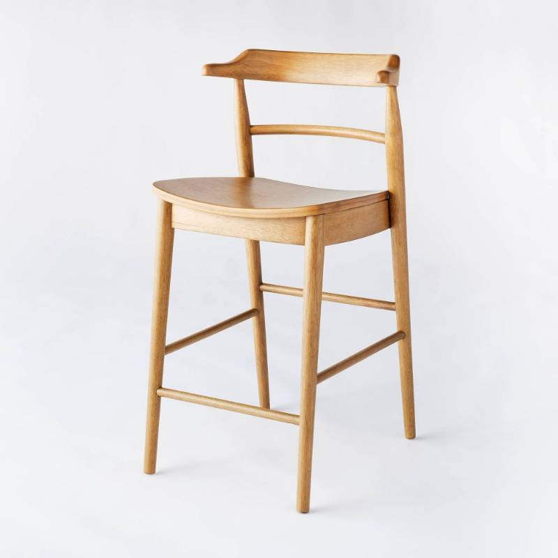 lot 13763 image: Kaysville Curved Back Wood Counter Height Barstool Natural - Threshold designed with Studio McGee Retail $72