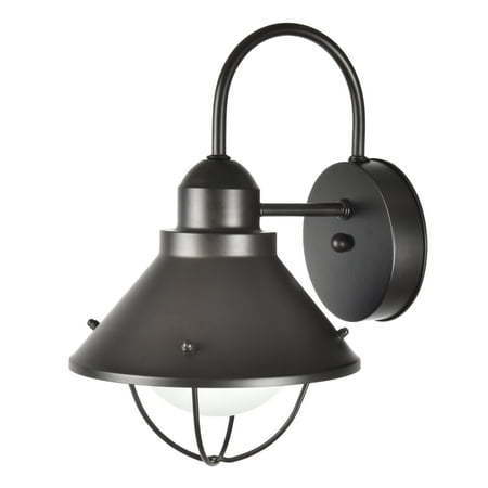 lot 35146 image: Better Homes & Gardens 12  Farmhouse Bronze Outdoor Wall Light  Metal Fixture Opal Glass Shade