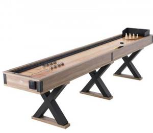 VEVOR Shuffleboard Table, 11.5 ft Shuffleboard for Family Game Rooms, 2 in 1 Shuffleboard and Bowling Combo Game Set, with Scratch-Resistant Playfield, Legs, 8 Pucks, Bowling Set, Wax, and Table Brush - Retail: $1400