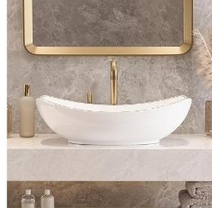 lot 35699 image: DeerValley 22x16 Inch Boat-Shaped Bathroom Vessel Sink White Ceramic - Retail $100