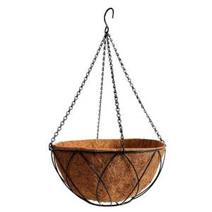 lot 33642 image: Pride Garden Products 16 in. Plant Fiber Devon Hanging Basket with AquaSav Coconut Fiber Liner (No Chain)