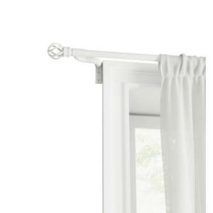 lot 15955 image: Mainstays Easy Install Cafe� Window Curtain Rod  No Measuring (48 - 84) with Cage Finials, White