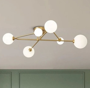 lot 35704 image: 6-Light Sputnik Cross Arm Semi Flush Mount Ceiling Light, Black  - Retail $306