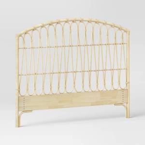 lot 15945 image: Rattan Kids Boho Headboard Light Brown - Pillowfort Freestanding Full Size, Nest Seal Certified - Retail $275