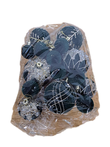 lot 33652 image: 24 Pcs Christmas Tree Decorations Set Include 6.3 Inch Glitter Poinsettia Artificial Flowers Decoration and Flocked Christmas Balls Ornaments for Xmas Wreath DIY Wedding Decoration(Dark Green)