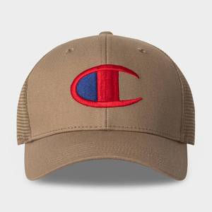 lot 33655 image: Champion Adult Logan Twill Trucker Hat - Khaki