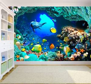lot 38150 image: Undersea World Wall Mural Ocean Fish Mural Wallpaper Wall Decor for Living Room Bedroom Dining Room 275x191cm - Retail $129