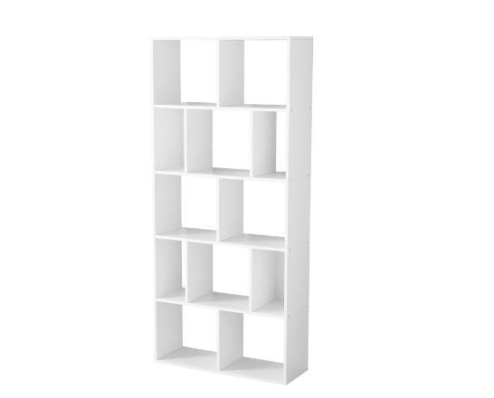 lot 35075 image: Mainstays 12-Cube Square Shelf Bookcase, White (Missing Screws) - Retail $84